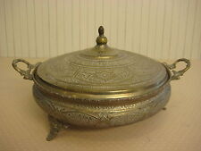 Used, Vintage Middle East India Detail Hand Chased Brass Covered Footed Chafing Dish for sale  Shipping to South Africa