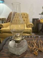 Lâmpada a óleo vintage antiga de vidro transparente elétrica convertida 13" alta perfeita, usado comprar usado  Enviando para Brazil
