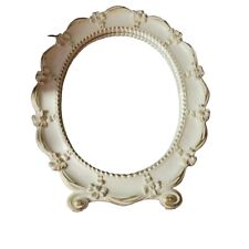 Vintage Syracuse Ornamental Co. Ivory & Gold Wood Framed Vanity Mirror w/Stand for sale  Shipping to South Africa