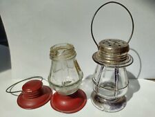 Two Chipped Antique Glass Candy Container Lanterns 3.5" Tall AVOR Vintage  for sale  Shipping to Canada