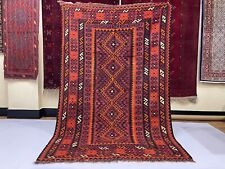 Tapete geométrico afegão feito à mão de lã corantes vegetais, tapete vermelho tribal turcomano tecido plano comprar usado  Enviando para Brazil