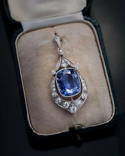 Pingente de diamante vintage estilo Art Deco 13 quilates safira azul criado em laboratório prata 925 comprar usado  Enviando para Brazil