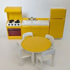 Mobília de cozinha Mod casa de bonecas década de 1970 plástico moderno 8 peças amarelo branco comprar usado  Enviando para Brazil