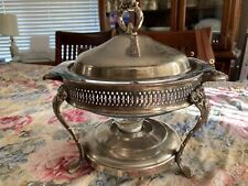 Silver Plated 3 Footed Chafing Dish Casserole Warmer Deep Glass Regal Silver VTG, used for sale  Shipping to South Africa