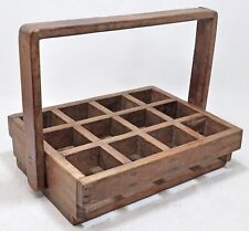 Antique Wooden Tea Cup Tray Basket With Handle Original Old Hand Crafted for sale  Shipping to South Africa