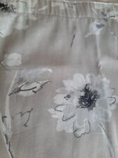 Used, tab top curtains 66" x 54" Fully Lined Pale Grey Flower Design Pre Loved -... for sale  Shipping to South Africa