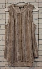 Apt. 9 Women's Size L Sleeveless Tank Top Brown Beige Button Front Pleated  for sale  Shipping to South Africa