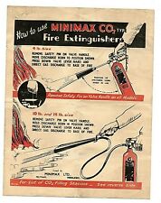 Extintor de incêndio antigo Minimax CO2 original folheto operacional dobrado 1956 comprar usado  Enviando para Brazil