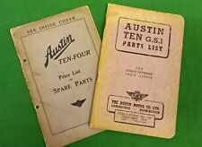 Austin parts lists for sale  LIVERPOOL