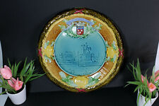 XL antique barbotine majolica plate napoleon esctucheon , gebruikt tweedehands  verschepen naar Netherlands