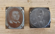 Antico cliché fotografico con immagine di donna e uomo d'epoca in legno e zinco, usado comprar usado  Enviando para Brazil