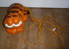 Teléfono fijo 1986 vintage Tyco Garfield modelo 1207 con los ojos abiertos ~ funcionando segunda mano  Embacar hacia Argentina