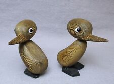 Pair Vintage  MCM 2" Carved Cryptomeria Wood Duck Bird Figurines Japan for sale  Shipping to South Africa
