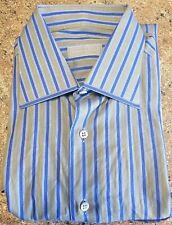 Used, Stefano Ricci Blue/gold Striped Dress Shirt Cotton Long Sleeve 42/16.5 for sale  Shipping to South Africa