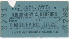 Metropolitan Railway ticket - KINGSBURY & NEASDEN to FINCHLEY RD South Hampstead for sale  Shipping to South Africa