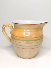 Czechoslovakian Orange Lusterware Striped Water Pitcher  for sale  Shipping to South Africa