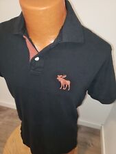 Camisa polo masculina (pequena) Abercrombie & Fitch logotipo alce preto manga curta comprar usado  Enviando para Brazil