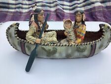 Vintage Native American Indian in Canoe Resin Sculpture Figurine 37 cm for sale  Shipping to South Africa