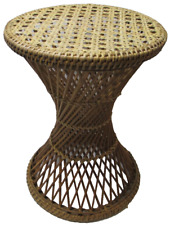 Ampulheta redonda vintage tecido vime rattan bengala mesa lateral 18" de altura comprar usado  Enviando para Brazil