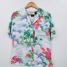 Camisa de acampamento havaiana vintage feminina tamanho médio por Liz Sport palmeiras brancas     comprar usado  Enviando para Brazil