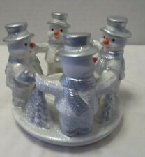 CORNERSTONE CREATIONS CERAMIC SNOWMAN CANDLEHOLDER SILVER/WHITE 2 AVAILABLE for sale  Massillon