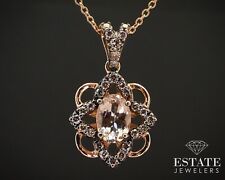 14k Strawberry Gold LeVian Natural Morganite & Diamond Necklace 3.4g i14825 for sale  Shipping to South Africa