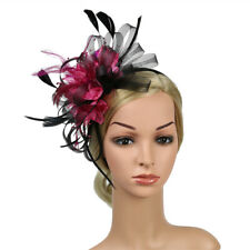 Usado, Chapéu de penas fascinador feminino clipe de cabelo flor igreja festa de casamento chapéu clipe comprar usado  Enviando para Brazil