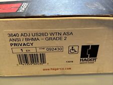 OEM Hager 3640 ADJ US26D ARC Grade 2 Satin Chrome Privacy Lever Set New In Box, used for sale  Shipping to South Africa