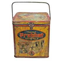 Old Vintage Prabhat Stove No. 1 Adv Iron Tin Box with Handle, Stove Carrying Box, used for sale  Shipping to South Africa