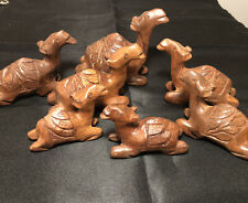 Hand Carved Wooden Camel Family- Safari Animal Home Holiday Decor -Set of 7 for sale  Shipping to South Africa