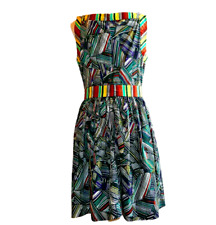 Duro Olowu Colorful African Print Cotton Sleeveless Fit Flare Dress 10 for sale  Shipping to South Africa