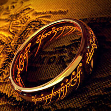 6MM Gold Lord of the Rings Stainless Steel Finger Ring with Laser Magic Rune Men for sale  Shipping to South Africa