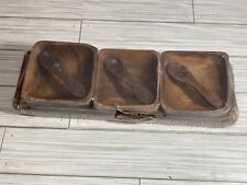 BOHO Wood Condiment Server Set Vintage Wood Bowls Set Sealed In Package for sale  Shipping to South Africa