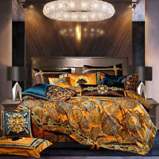  European Villa Satin Bedding Set Jacquard Quilt Cover Bed Sheet Pillow Cover for sale  Shipping to South Africa