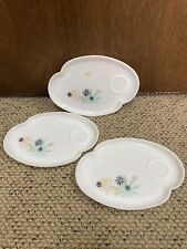 Vintage Retro 1950’s Federal Milk Glass Patio Snack Set Plates Atomic Flower Old for sale  Shipping to South Africa