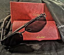 Cartier Designer Decor Sunglasses Black Logo Wood Tinted, used for sale  Shipping to South Africa