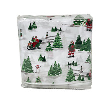 Wellesley Manor QUEEN Christmas Sheet Set Vintage Santa Claus Sleigh Snowman NEW for sale  Shipping to South Africa