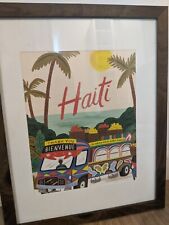 RARE Rifle Paper Co. Framed Art Print ~HAITI ~15" x  12"  World Travel for sale  Shipping to South Africa