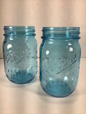 Juego de 2 frascos de vidrio albañil perfectos en relieve azul azul Ball®️100 años ~ 300 ml segunda mano  Embacar hacia Argentina