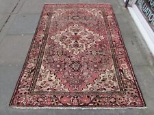 Usado, Tapete grande vintage usado feito à mão tradicional oriental de lã rosa 203x138cm comprar usado  Enviando para Brazil