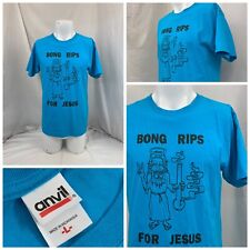 Bong Rips for Jesus T Shirt L Blue Anvil 100% Cotton Short Sleeve YGI T1-474, used for sale  Saint Louis