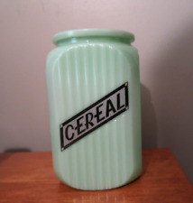 VINTAGE JADEITE Green CEREAL CANISTER CONTAINER Milk Glass, used for sale  East Falmouth