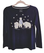 Camiseta Talbots Petites Talla P Pequeña Adornada Oso Polar Top Cuentas Azul  segunda mano  Embacar hacia Argentina