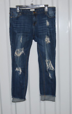 Jeans cavalete jeans desgastado azul escuro feminino tamanho grande 35x26, usado comprar usado  Enviando para Brazil
