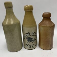 3 Vintage Stoneware Bottles Julius Peters Hull Various Sizes N16 O151 for sale  Shipping to South Africa