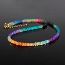 Natural Ethiopian Welo Fire Multi Color Opal Necklace Gemstone Beads 3-4mm #223 for sale  Shipping to South Africa