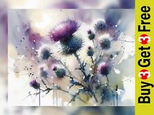 Thistle watercolor floral for sale  PORTSMOUTH