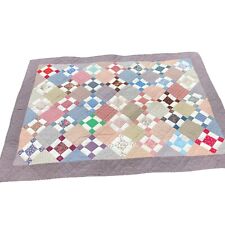 Hand Pieced Quilt Multicolor Squares Handmade Signed 66" x 50" Lap Blanket Throw for sale  Shipping to South Africa
