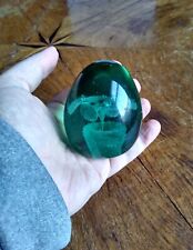 Daum France Signed Green Glass Paperweight - Flower design art - very nice item for sale  Shipping to South Africa