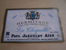TRES RARE etiquette vin Hermitage la Chapelle 1961 Paul Jaboulet ainé wine label segunda mano  Embacar hacia Argentina